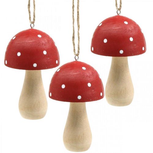 Muchomůrka dekorativní houby dřevěná houba na zavěšení V8,5cm 6ks