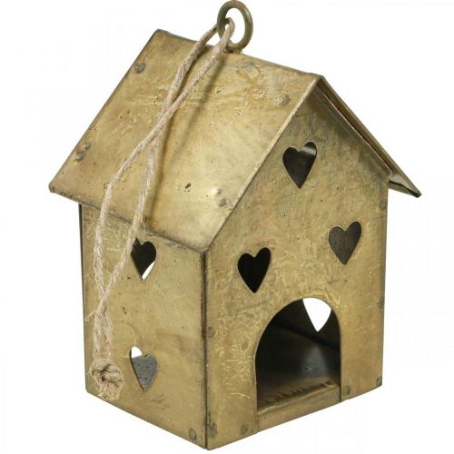 položky Vánoční věšák kovový domeček vintage zlatý V9,5cm 3ks