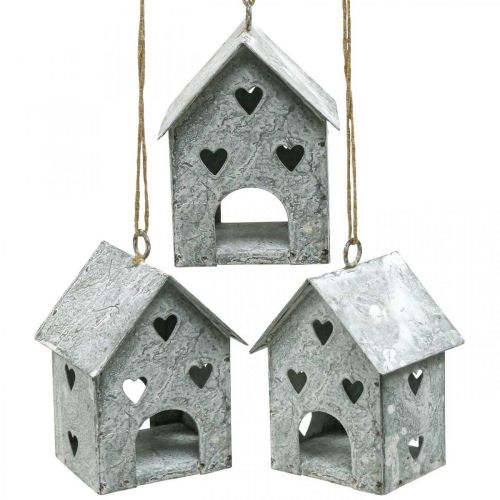 Floristik24 Vánoční přívěs kovový domeček Shabby Chic H9,5cm 3ks