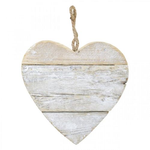 Srdce ze dřeva, ozdobné srdce na zavěšení, srdce deco bílé 20cm