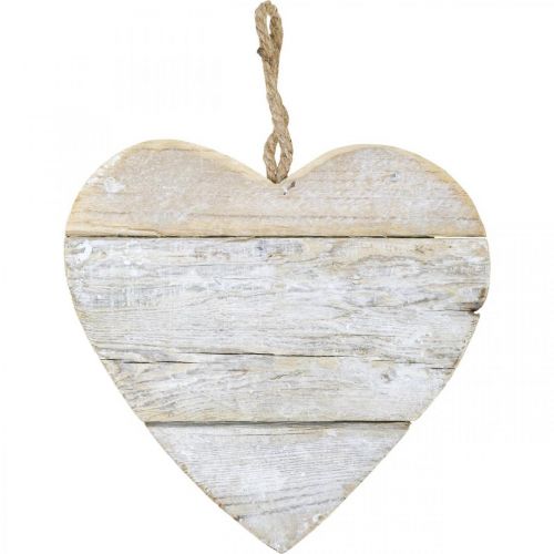Floristik24 Srdce ze dřeva, ozdobné srdce na zavěšení, dekorace srdce bílé 24cm