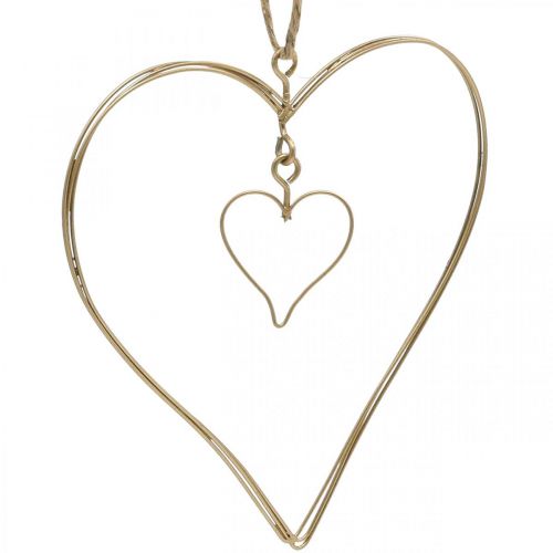 položky Ozdobné srdce na zavěšení, dekorace na zavěšení kovové srdce zlaté 10,5 cm 6 kusů