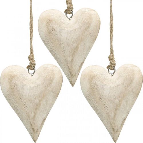 Srdce ze dřeva, ozdobné srdce na zavěšení, dekorace srdce V13cm 4ks