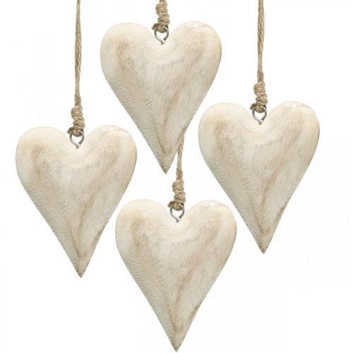 Srdce ze dřeva, ozdobné srdce na zavěšení, dekorace srdce V10cm 4ks