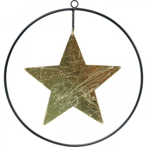 Floristik24 Vánoční dekorace přívěsek hvězda zlatá černá 12,5cm 3ks