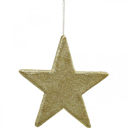 Floristik24 Vánoční dekorace přívěsek hvězda zlatý třpyt 30cm 2ks