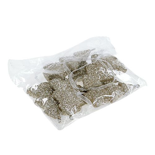 Floristik24 Závěs jedle se slídou 6,5cm šampaňské 6ks