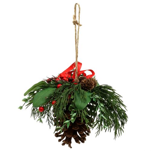 Floristik24 Vánoční věšák se šiškami a bobulemi 16cm
