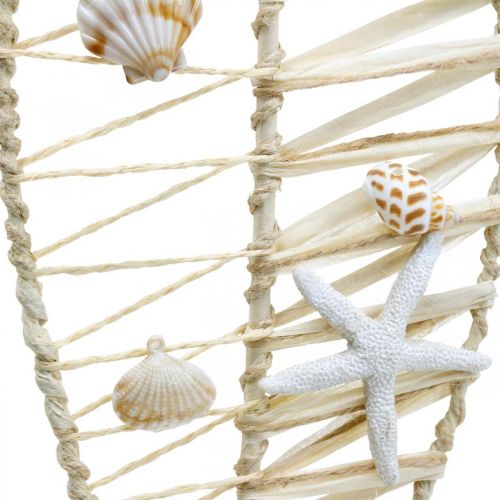 Floristik24 Dekorace námořní rybka s proutěným výpletem a mušlemi, dekorace věšák ve tvaru ryby příroda 38cm