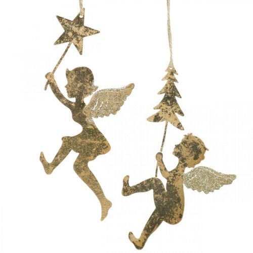 položky Přívěsek anděl zlatý, vánoční dekorace anděl V20/21,5cm 4ks