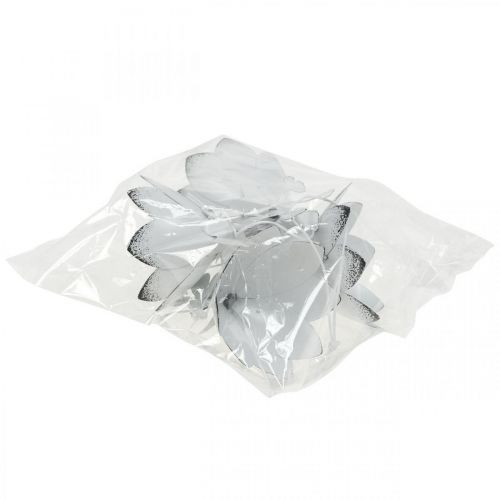 položky Závěsný přívěsek Dekorace skřítek kov Bílý Ø6cm V9cm 4 ks