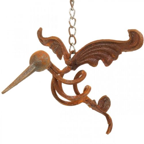 položky Zahradní dekorace kolibřík patinovaný kovový ptáček na zavěšení 24×19cm