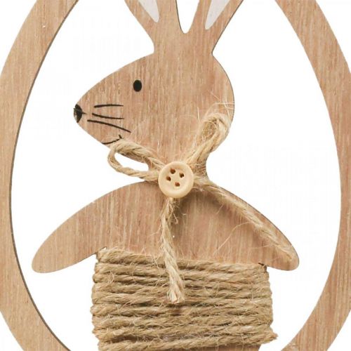 položky Ozdobný přívěsek dřevěná velikonoční dekorace králík ve vejci 9×1,5×23cm 6 kusů