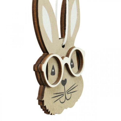 položky Dřevěný přívěsek králík s brýlemi mrkvově hnědá béžová 4×7,5cm 9ks