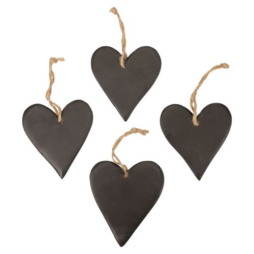 Závěsná dekorace břidlicové srdce ozdobná srdce černá 10,5cm 4ks