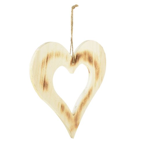 Floristik24 Dekorativní srdce dřevěné dekorační srdce v srdíčku vypalovaném přírodním 25x25cm