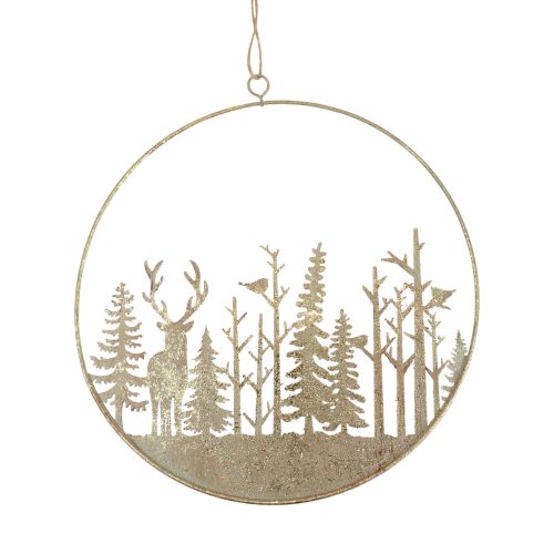 položky Ozdobný prsten kovový dekorace lesní jelen vintage zlato Ø22,5cm