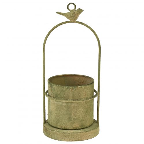 Floristik24 Závěsný květináč květináč na zavěšení zelený vintage Ø10,5cm