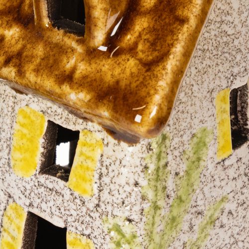 položky Rustikální keramický domeček s jasným LED osvětlením, ideální jako atmosférická dekorace na stůl, 15 cm, 2 kusy