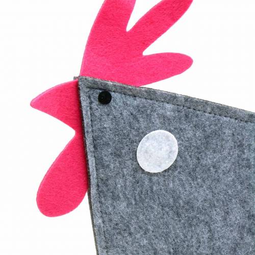 Floristik24 Dekorativní kohout z filcu s puntíky šedá, bílá, růžová 30cm x 5cm V31,5cm Velikonoční dekorace, výloha