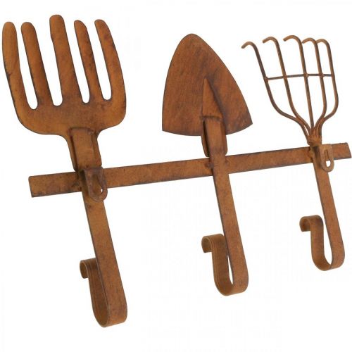 položky Hák bar zahradní nářadí, zahradní dekorace, hrábě rýč hrábě, šatní skříň z kovové patiny L33,5cm