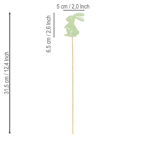 položky Dekorativní králíci na špejli jako grafické doplňky na stoly a květináče, 31,5 cm, 16 kusů