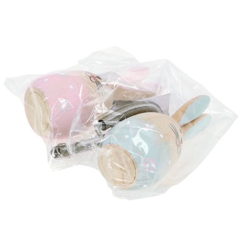 Floristik24 Zajíček s pírkem na zavěšení růžový, modrý 9cm - 9,5cm