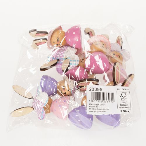 položky Jarní dekorace na stůl s velikonočními zajíčky, ozdobní zajíčci s klobouky, 7 cm, 9 kusů