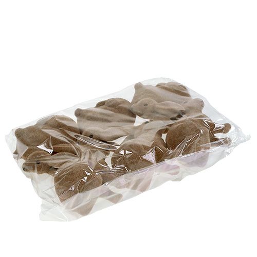 položky Králík flockovaný hnědý 11cm, 13,5cm 6 ks