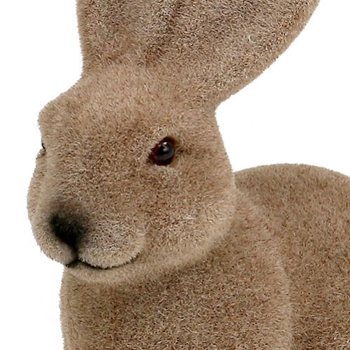 Floristik24 Zajíček flockovaný hnědý 15,5cm 4ks