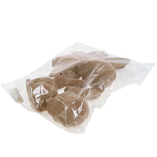 Floristik24 Zajíček flockovaný hnědý 15,5cm 4ks