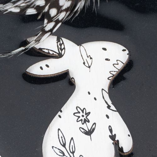 položky Dřevěná velikonoční vajíčka k zavěšení, bílá a černá, 10 cm, 6 kusů