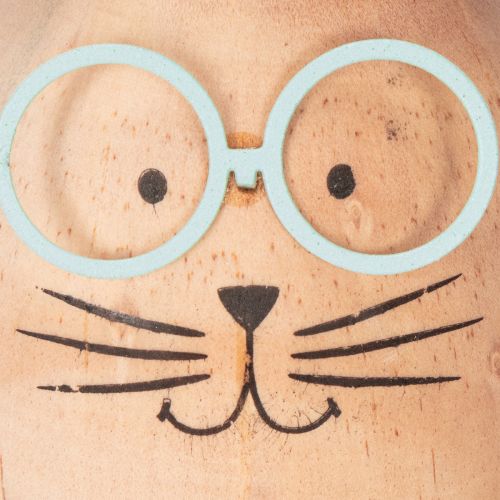 položky Dřevěné dekorační figurky králíků s obličeji pro hravé akcenty na stolech a policích, 14 cm, 3 kusy