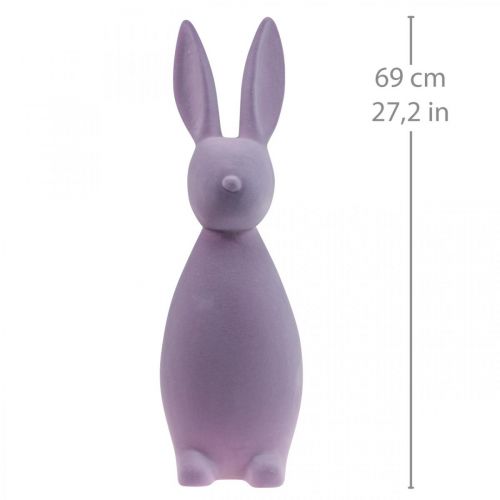 Floristik24 Dekorativní velikonoční zajíček – 2. volba – Flocked Lilac V69cm
