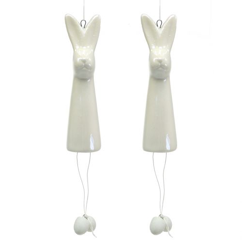 Floristik24 Zajíček na zavěšení bílý 10cm 6ks