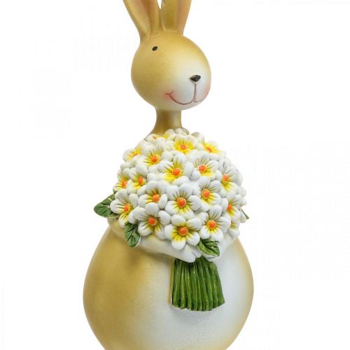 Floristik24 Velikonoční zajíček s kyticí květin, velikonoční dekorace, dekorativní figurka zajíčka V32cm