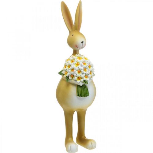 Floristik24 Velikonoční zajíček s kyticí květin, velikonoční dekorace, dekorativní figurka zajíčka V32cm