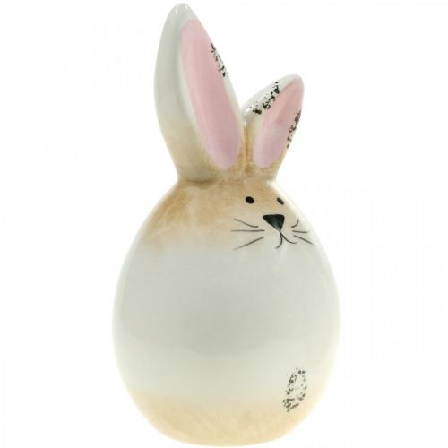 položky Velikonoční zajíček keramické bílé vajíčko ozdobná figurka králíka Ø6cm V11,5cm