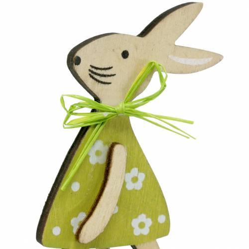 položky Dřevěný králík na špejli zelený, žlutý, růžový 8cm 12 kusů