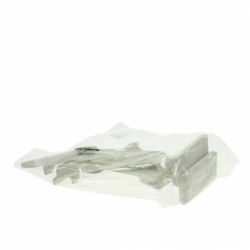 položky Králík se zahradním nářadím bílé dřevo H28/30,5cm sada 2 ks