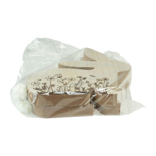 položky Zajíček Wood Sedící květinový vzor Natural White 24×24cm 2 ks