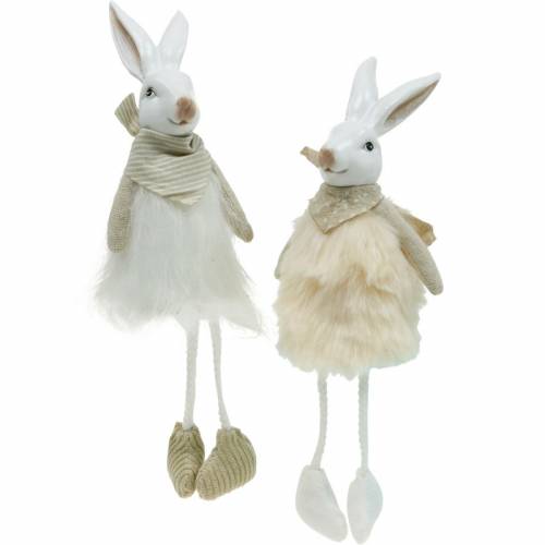 Floristik24 Velikonoční dekorace sedák hrana králíka 26cm figurka velikonočního zajíčka 2ks