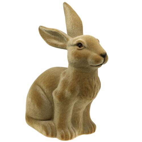 Floristik24 Velikonoční dekorace zajíček flockovaný hnědý V50cm