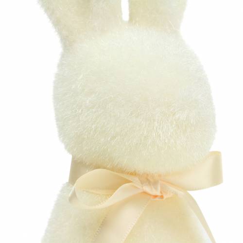 Bunny flocked white cream H30cm 2ks | Floristik24.cz