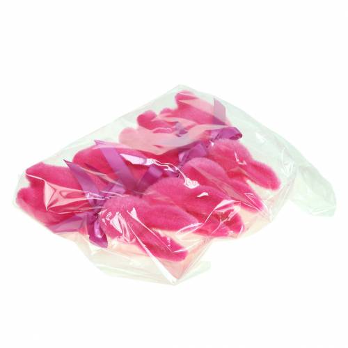 Floristik24 Zajíček flockovaný růžový 16cm 4ks