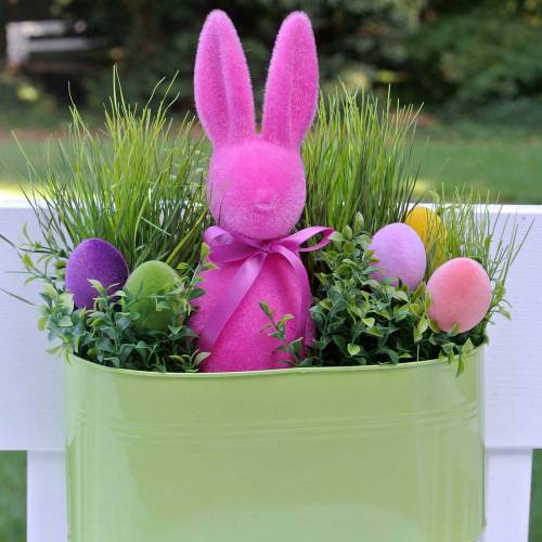 Floristik24 Zajíček flockovaný růžový V42cm