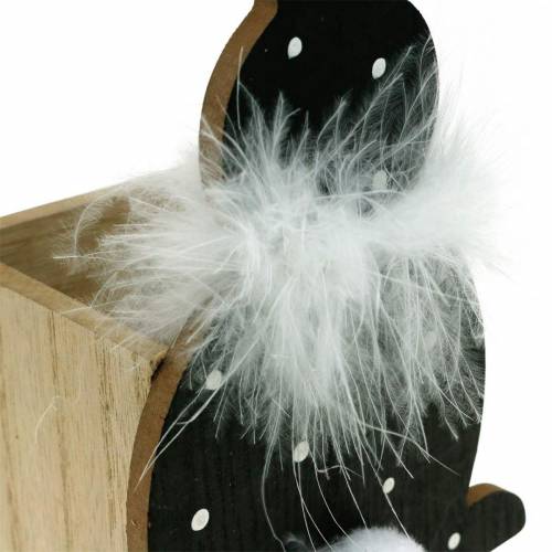 položky Zajíček květináč Boa Černý, bílý tečkovaný dřevěný velikonoční zajíček