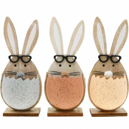 Dřevěný králík ve vajíčku, jarní dekorace, králíci se skleničkami, velikonoční zajíčci 3ks