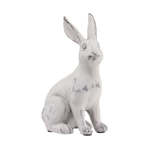 Sedící králík dekorativní králík umělý kámen bílá šedá V21,5cm