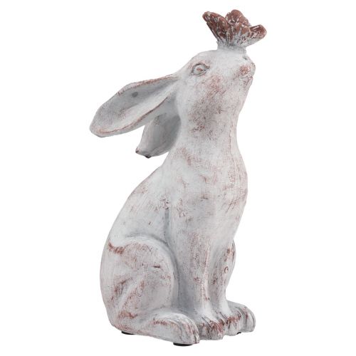 Floristik24 Sedící králík z umělého kamene dekorace motýl 14×10,5×26cm